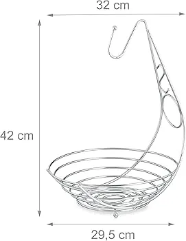 Original Stainless Steel Banana Hook Fruit Rack with Fruit Basket – Premium Countertop Fruit Organizer for Bananas and Fresh Produce, Rust-Resistant Kitchen Storage Stand for Home Use