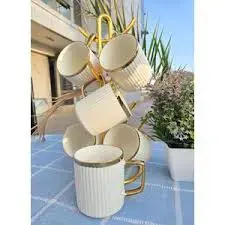 6Pcs Japanese Excellent Ceramic Mugs Set – High Quality Durable Classy Modern Coffee & Tea Cups, Elegant Everyday Drinkware for Home, Kitchen, Office, Breakfast, Hot Chocolate and Casual Gifting