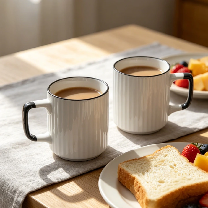 6Pcs 310ml Porcelain Coffee Mugs Set – High Quality Ceramic Tea, Milk & Coffee Cups Combo, Durable Everyday Drinkware for Home, Kitchen & Office Use