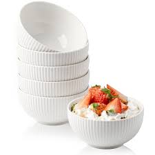 6Pc 7.0 Inches Ceramic Bowl Set – Durable Temperature Retaining Construction, Keeps Cold Desserts Chilled & Warm Treats Ideal for Serving, Soup, Rice, Salad, Home & Kitchen Use