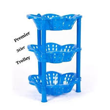 Premier 4-Tier Fruit Rack Trolley – Multi-Purpose Kitchen Storage Organizer for Fruits, Vegetables and Pantry Essentials, Stylish Countertop and Floor Standing Trolley for Home Use