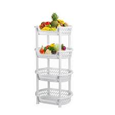 Premier 4-Tier Fruit Rack Trolley – Multi-Purpose Kitchen Storage Organizer for Fruits, Vegetables and Pantry Essentials, Stylish Countertop and Floor Standing Trolley for Home Use