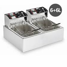 12L Double Deep Fryer with Commercial Chips Cutter for Restaurants, Food Stalls, and Fast Food Businesses – Power Packed Dual Frying Set for Fast, Efficient, Professional Results