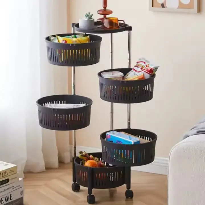 4-Tier Plastic Kitchen Fruit & Vegetable Rack Trolley – Non-Toxic, Food-Safe Multilevel Storage Organizer for Fruits, Vegetables and Kitchen Essentials at Home