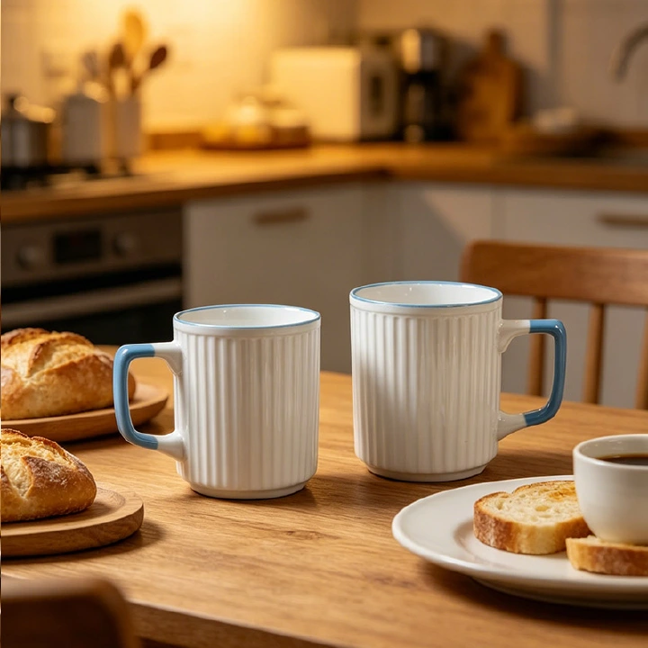 6Pcs 310ml Porcelain Coffee Mugs Set – High Quality Ceramic Tea, Milk & Coffee Cups Combo, Durable Everyday Drinkware for Home, Kitchen & Office Use