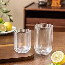440ml Ribbed Glass Drinking Cup for Juice and Water – Stylish Textured Glass Tumbler for Home, Kitchen, Dining, Restaurant, and Everyday Refreshments