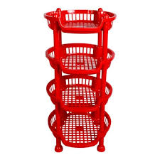 Premier 4-Tier Fruit Rack Trolley – Multi-Purpose Kitchen Storage Organizer for Fruits, Vegetables and Pantry Essentials, Stylish Countertop and Floor Standing Trolley for Home Use