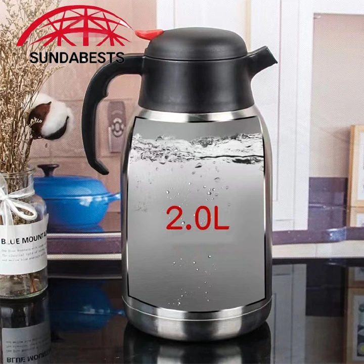 SUNDABESTS 1PC 2L Coffee Pot Vacuum Flask Kettle – Large Capacity Insulated Kitchen Appliance for Hot Coffee, Tea, and Water Storage at Home or Office