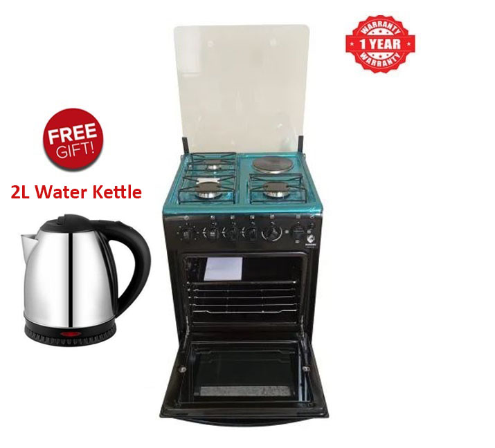 EUROKEN COOKER -  50 x 55, 3 Gas Jet Burners + 1 Rapid Hot Plate Cooker, Electric Oven