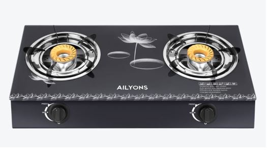 AILYONS Gas Cooker Double Burner Glass Top Cooktop