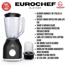 SUPER SALE!! EUROCHEF 2 In 1, 650W, 4-Speed Blender with Grinder