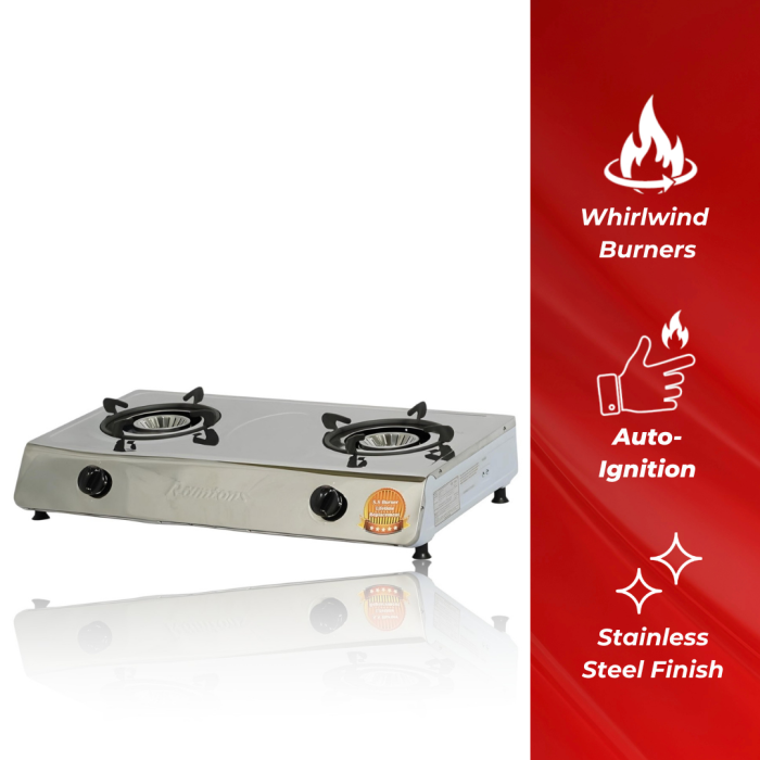 Ramtons RG/544 - 2 Burner Stainless Steel Table Top Gas Cooker