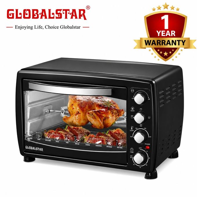 Globalstar 38L Electric Oven with Rotisserie - Black, Convection Function