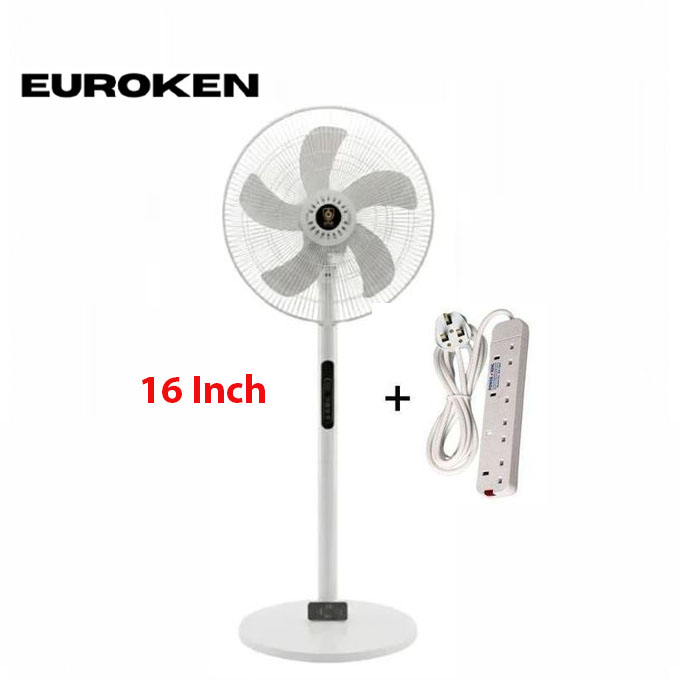 Euroken 16 Inch, 5 - Blades,  Floor Standing Fan with Remote Plus Extension