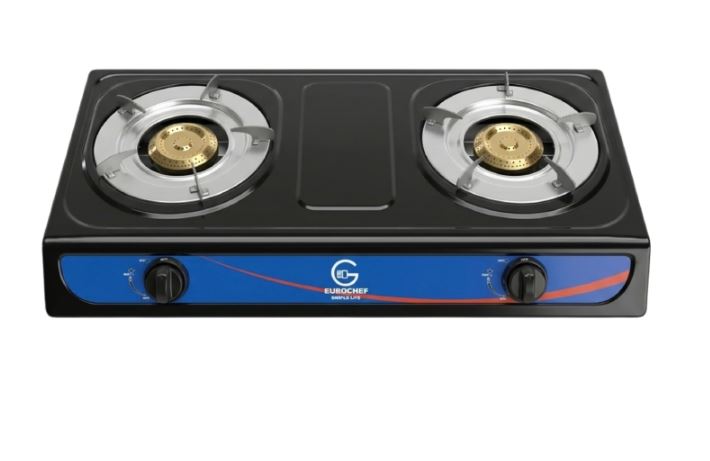 [ LIMITED OFFER! ] EUROCHEF Double Burner Stainless Steel Gas Cooker - Black