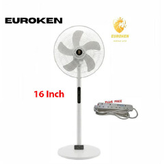 Euroken 16 Inch, 5 - Blades,  Floor Standing Fan with Remote + Free Extension