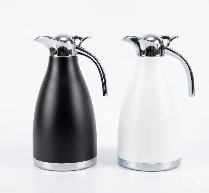 SUNDABESTS 2.0L Stainless Steel Vacuum Coffee Pot – Large Double Wall Insulated Thermos Flask Kettle for Hot and Cold Drinks, Heavy Duty Silver Beverage Server for Home, Office, Travel, Meetings, and