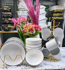 18 Pieces Japanese Dinner Set – Elegant Modern Tableware Collection with 6 Medium Plates, 6 Bowls & 6 Mugs for Home Dining, Family Meals, Tea Serving, Kitchen Use & Everyday Essentials