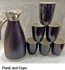 Luxurious Black Tea Set Combo with Flask and 6 Ceramic Cups Premium Elegant Tea Serving Set High Quality Ceramic Drinkware for Home Office Guests and Gift Use Stylish Modern Tea Collection