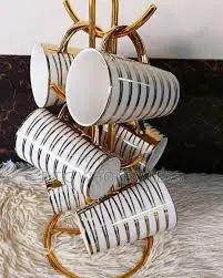 Gold Long Ceramic Mugs Set Elegant Tall Coffee and Tea Cups Luxury Gold Finish Drinkware for Home Office Café and Gift Use Durable Stylish Mug Collection for Everyday Beverages