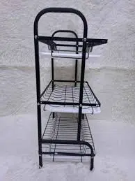 Heavy Duty Executive 3-Tier Dish Rack Carbon Steel Kitchen Organizer with Cutlery Holder Drain Trays Anti-Rust Coating Space Saving Dish Drying Rack for Modern Home Kitchen Storage and Organization