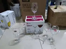 Wine Glass Set with 1.8L Glass Jar – Elegant Drinkware Set – 6 Wine Glasses with Large Pitcher – Durable Clear Glass Set for Juice, Wine, Water & Cocktails – Home, Dining, Office & Guest Serving, Prem