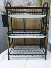 Heavy Duty Executive 3-Tier Dish Rack Carbon Steel Kitchen Organizer with Cutlery Holder Drain Trays Anti-Rust Coating Space Saving Dish Drying Rack for Modern Home Kitchen Storage and Organization