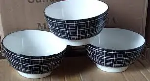 6 Inch Black and White Bowls Set – Elegant Modern Serving Bowls – Durable Glass Bowls for Fruits, Desserts, Salad & Snacks – Everyday Kitchen & Dining Use, Stylish Minimalist Tableware Set
