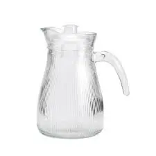 Ribbed Glass Jug 1.8L – Elegant Textured Water and Juice Pitcher – Durable Clear Glass Beverage Jug with Handle and Spout for Home, Dining, Office & Guest Serving, Stylish Everyday Drinkware