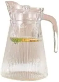 Ribbed Glass Jug 1.8L – Elegant Textured Water and Juice Pitcher – Durable Clear Glass Beverage Jug with Handle and Spout for Home, Dining, Office & Guest Serving, Stylish Everyday Drinkware