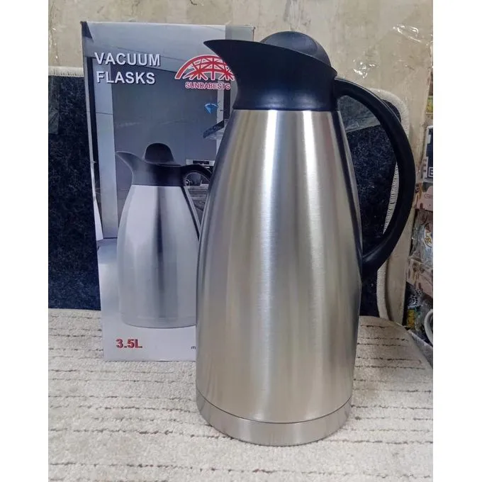 SUNDABESTS 3.5L Metallic Vacuum Flask Unbreakable Stainless Steel Large Capacity Hot & Cold Insulated Thermos Jug Modern Stylish Design Long-Lasting Temperature Retention for Home, Office & Events