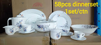 Sundabest 58 Pcs Ceramic Dinner Set Luxury Complete Dinnerware Set – 6 Dinner Plates, 6 Side Plates, 6 Soup Bowls, 6 Mugs Elegant Home Dining Set for Family, Guests & Special Occasions