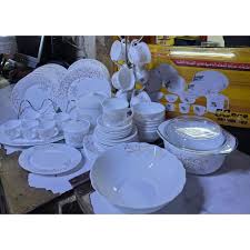 Sundabest 47-Piece Ceramic Dinner Set – Luxury Complete Tableware Set with Dinner Plates, Side Plates, Soup Bowls, Mugs and Serving Essentials for Elegant Home Dining, Family Meals, Guests and Special