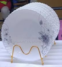 Sundabest 6 Pcs White Ceramic Dinner Plates 11 Inch Elegant Dinnerware Set Microwave & Dishwasher Safe Durable Glazed Porcelain Plates for Home Dining Kitchen & Serving Use