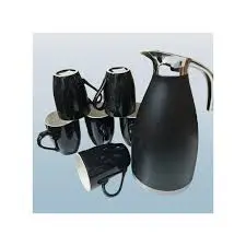 Luxurious Black Tea Set Combo with Flask and 6 Ceramic Cups Premium Elegant Tea Serving Set High Quality Ceramic Drinkware for Home Office Guests and Gift Use Stylish Modern Tea Collection