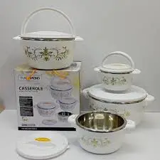 4 Pieces Hotpot Casserole Set Insulated Thermal Food Warmers – Multi Size 1000ml, 2000ml, 4000ml & 6000ml Durable Heat Retention Food Storage Containers for Home, Kitchen, Buffet, Catering & Family Se