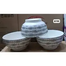 6 Inch Black and White Bowls Set – Elegant Modern Serving Bowls – Durable Glass Bowls for Fruits, Desserts, Salad & Snacks – Everyday Dining & Kitchen Use, Stylish Minimalist Bowl Set