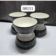6 Inch Black and White Bowls Set – Elegant Modern Serving Bowls – Durable Glass Bowls for Fruits, Desserts, Salad & Snacks – Everyday Kitchen & Dining Use, Stylish Minimalist Tableware Set