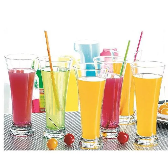 SUNDABESTS Set of 6 Water Juice Cocktail Glasses 330ml Elegant Clear Drinking Glass Cups for Juice Water Cocktails Soft Drinks Home Kitchen Dining Parties Restaurants Everyday Beverage Serving