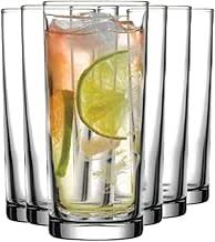 6 Pcs Sundabest Long Drinking Glasses Set Large Capacity Tall Water Glasses Durable Clear Tumblers Elegant Juice & Cocktail Glassware for Home Restaurant & Everyday Beverage Serving
