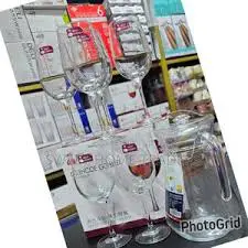 Wine Glass Set with 1.8L Glass Jar – Elegant Drinkware Set – 6 Wine Glasses with Large Pitcher – Durable Clear Glass Set for Juice, Wine, Water & Cocktails – Home, Dining, Office & Guest Serving, Prem