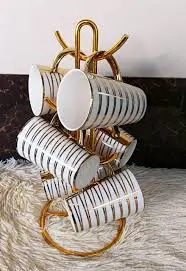 Gold Long Ceramic Mugs Set Elegant Tall Coffee and Tea Cups Luxury Gold Finish Drinkware for Home Office Café and Gift Use Durable Stylish Mug Collection for Everyday Beverages