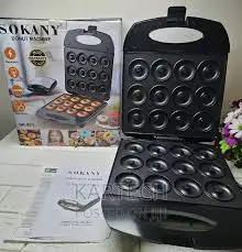 Sokany SK-821 Donut Maker 12 Slots Electric Non Stick Mini Donut Baking Machine Fast Heating Plates Indicator Lights Compact Kitchen Appliance for Home Café and Small Business Use Fresh Homemade Donut