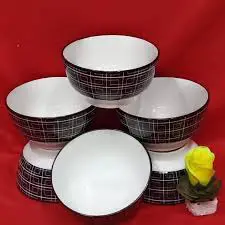 6 Inch Black and White Bowls Set – Elegant Modern Serving Bowls – Durable Glass Bowls for Fruits, Desserts, Salad & Snacks – Everyday Kitchen & Dining Use, Stylish Minimalist Tableware Set