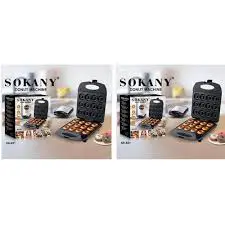 Sokany SK-821 Donut Maker 12 Slots Electric Non Stick Mini Donut Baking Machine Fast Heating Plates Indicator Lights Compact Kitchen Appliance for Home Café and Small Business Use Fresh Homemade Donut