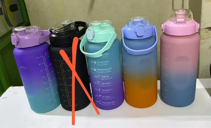 3 in 1 Motivational Bottle (2000ml + 900ml + 280ml) BPA-Free Hydration Set with Time Markers Leakproof Lids & Carry Straps Fitness Water Bottle Combo for Gym Office School & Outdoor Use