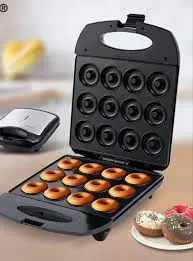 Sokany SK-821 Donut Maker 12 Slots Electric Non Stick Mini Donut Baking Machine Fast Heating Plates Indicator Lights Compact Kitchen Appliance for Home Café and Small Business Use Fresh Homemade Donut