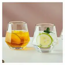 330ml Hexagonal Glasses Set Elegant Geometric Drinking Glasses for Water Juice Whiskey and Beverages Durable Stylish Crystal Look Glassware for Home Bar Office Everyday Use