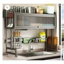 Best Quality 1-Layer Over-the-Sink Dish Rack 65cm Stainless Steel Kitchen Drying Rack with Glass Acrylic Cover Space Saving Dish Drainer Shelf for Plates Bowls Cups and Kitchen Organization Storage So