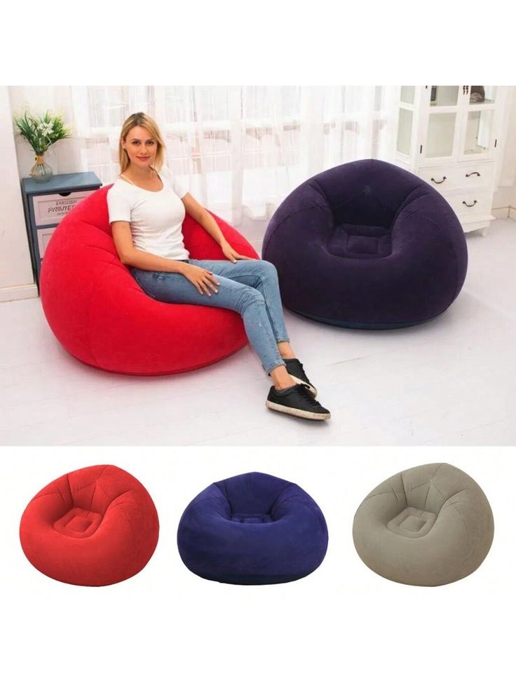 New in large lazy inflatable sofa seat inflatable bean bag with free manual pump, easy to inflate and store while not in use. Size:110*110*85cm.